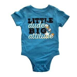 Disney Parks Donald Duck Baby 6mo One Piece Bodysuit Little Dude Blue Vacation